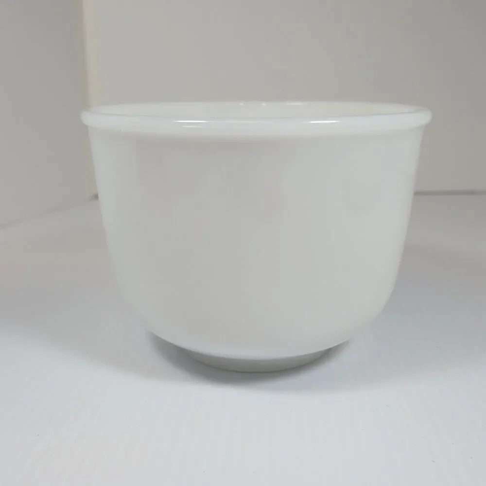 Glasbake Sunbeam Small Milk Glass Mixing Bowl with Pour Spout Made in USA #16